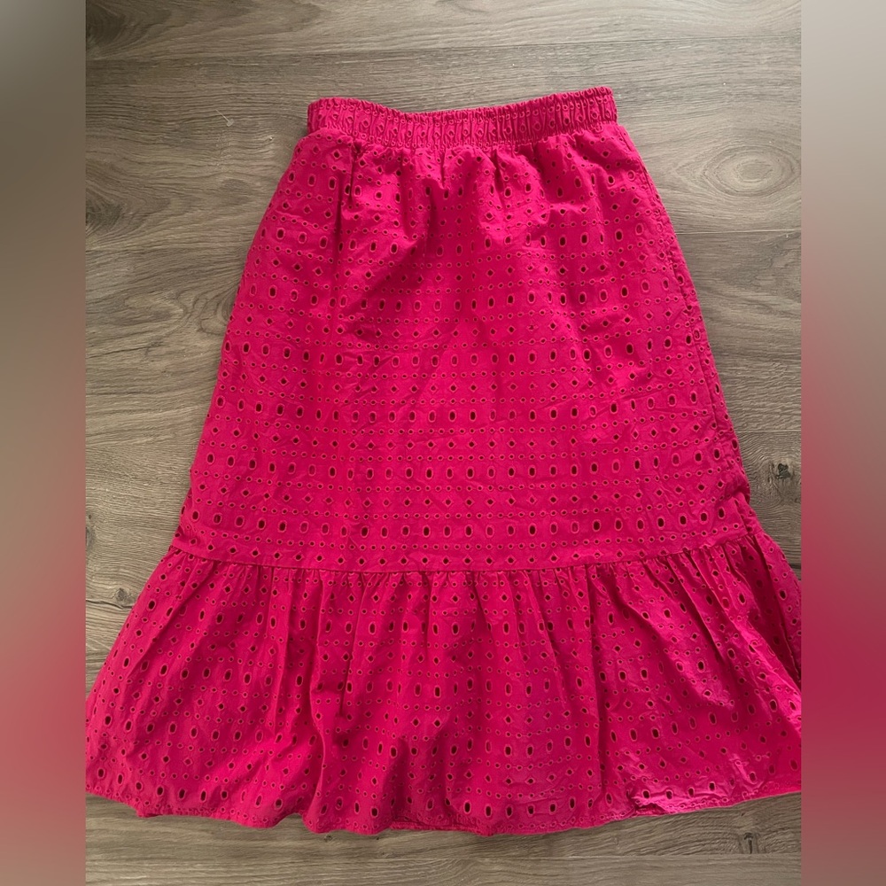 Time and Tru Vibrant Pink A-Line Eyelet Skirt